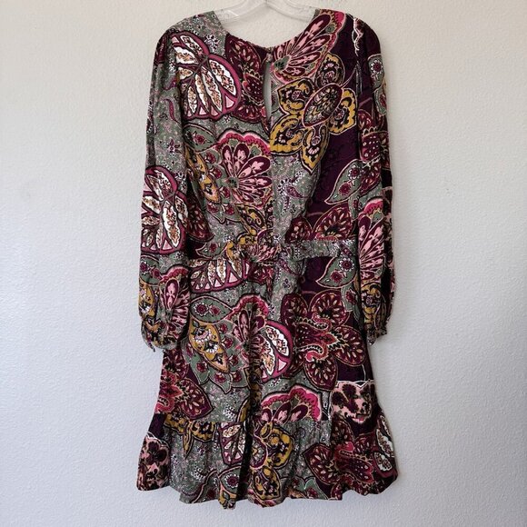 Next Purple Long Sleeve Mini V Neck Dress, Size 8 US Size 12 UK - Picture 8 of 9